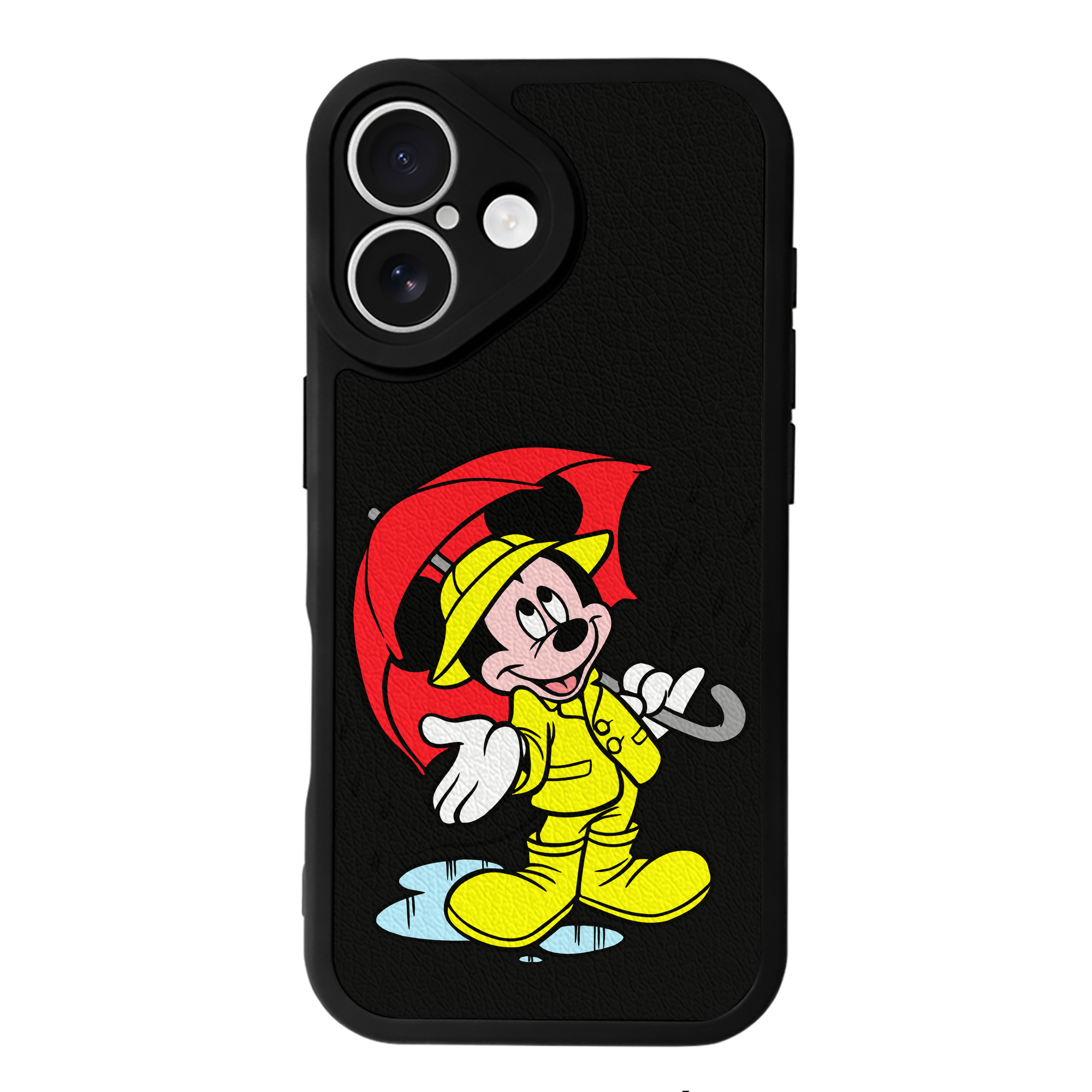 （画像用） ミッキーマウス Mickey Mouse 【iPhone 16シリーズ対応】シリコンスマホケース（レザー調） 材質：シリコン